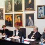 Тера Јонкер, Потпредседник ЕЛИА, Карла Делфос, Извршни директор ЕЛИА, проф. др Љиљана Мркић Поповић, Ректор Универзитета уметности, Зоран Јовановић, Посебни саветник министра просвете, науке и технолошког развоја, проф. др Димитрије Големовић, Проректор Универзитета уметности