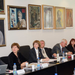 Тера Јонкер, Потпредседник ЕЛИА, Карла Делфос, Извршни директор ЕЛИА, проф. др Љиљана Мркић Поповић, Ректор Универзитета уметности, Зоран Јовановић, Посебни саветник министра просвете, науке и технолошког развоја, проф. др Димитрије Големовић, Проректор Универзитета уметности, ред. проф. Анђелка Бојовић, Проректор Универзитета уметности, ред. проф. Марина Накићеновић, Проректор Универзитета уметности